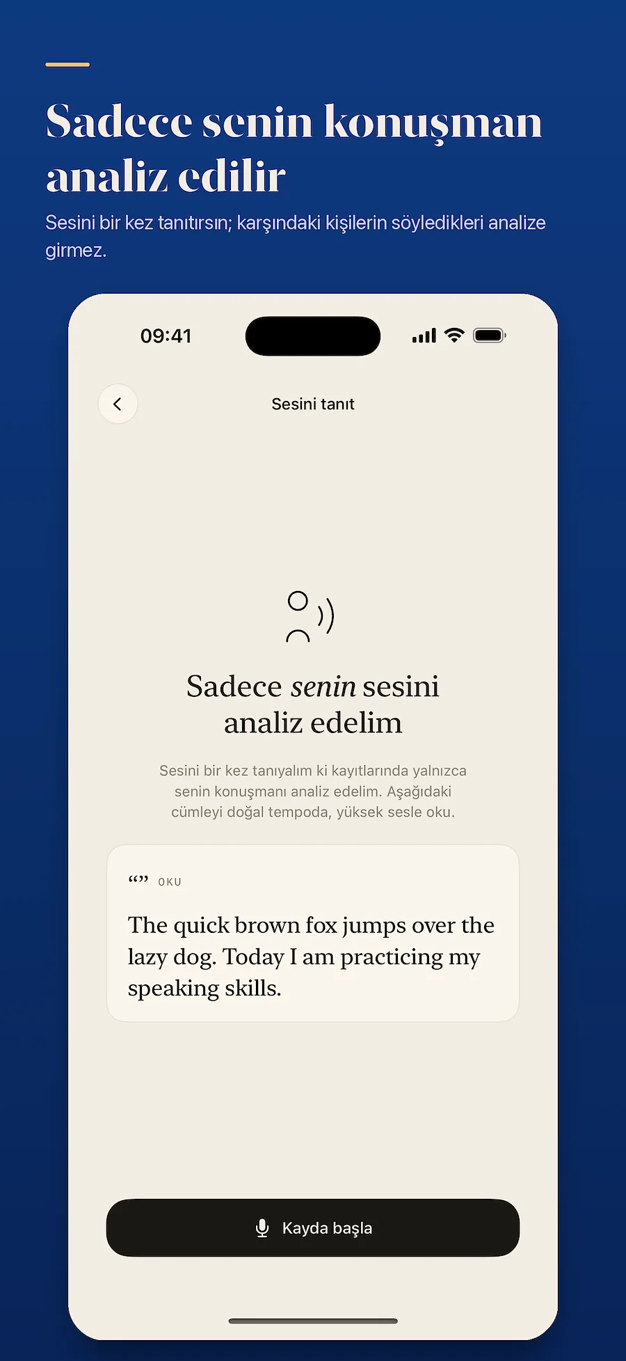 Anasayfa: kayda başlama ekranı